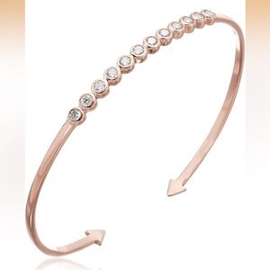 SHASHI Bezel 18K Rose Gold Vermeil Cuff Bracelet Cubic Zirconia